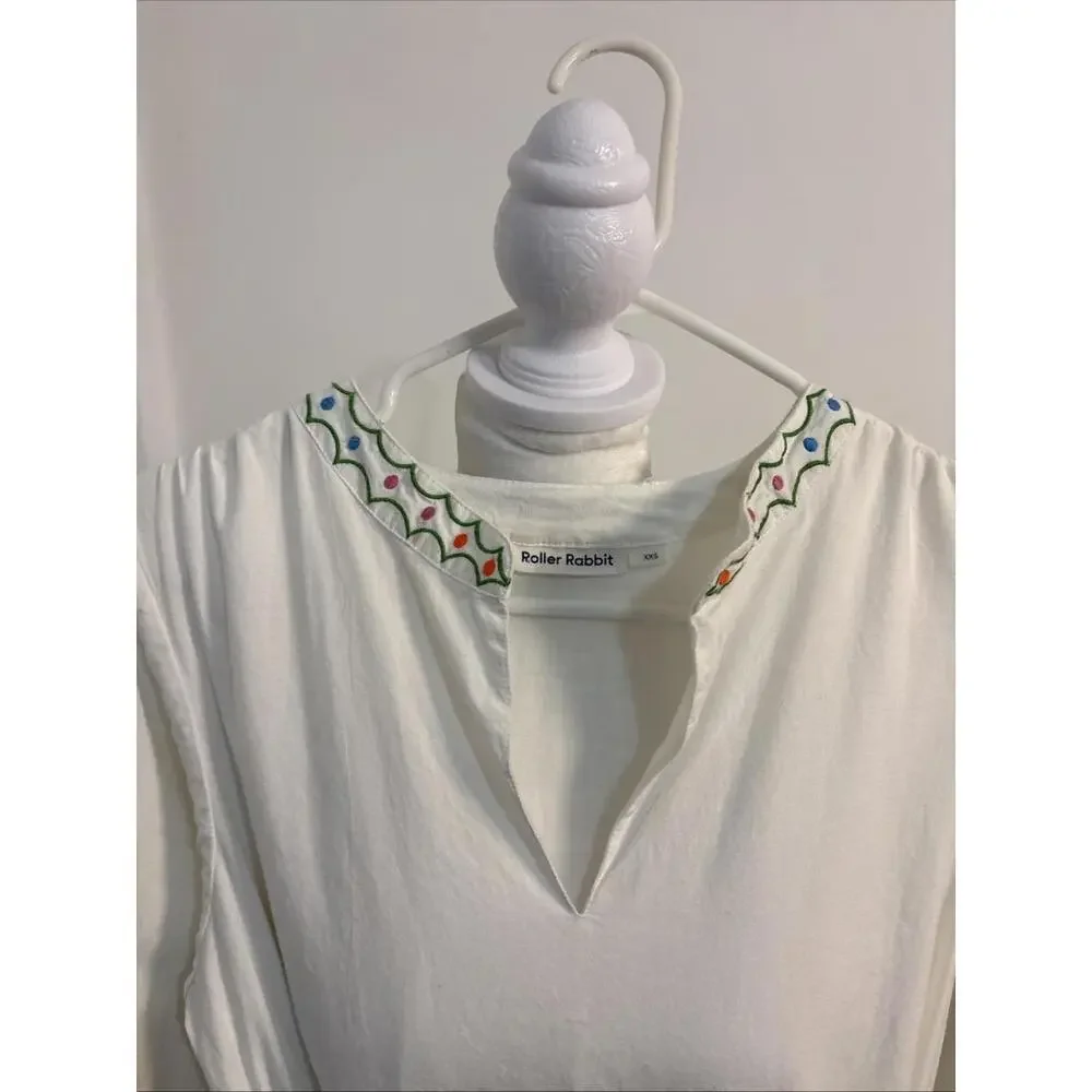 NWT Roller Rabbit‎ Embroidered Valonia Dress with Pineapples, XXS